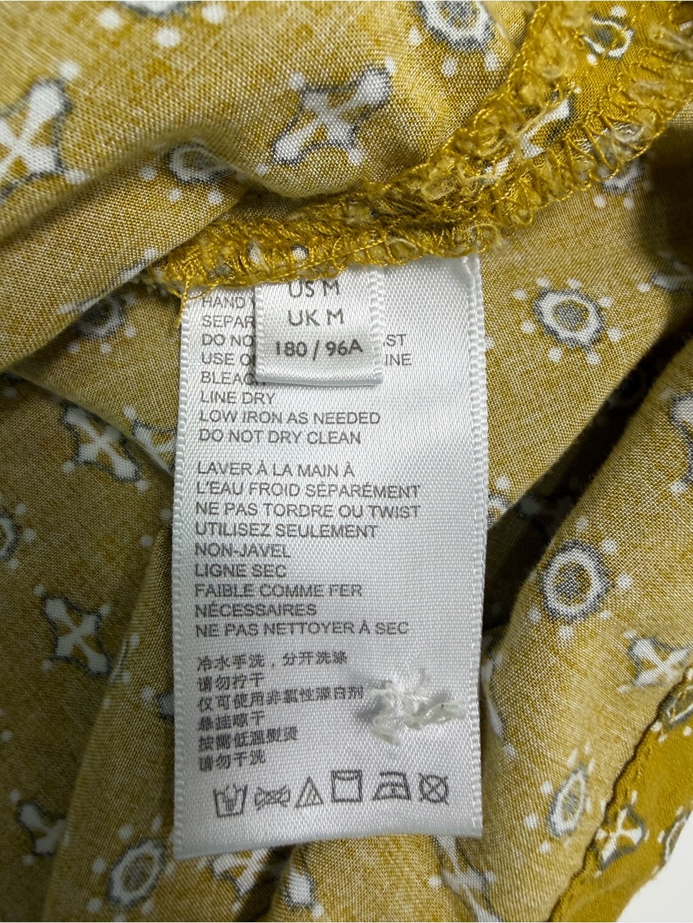 Urban Outfitters Men's Mustard Yellow Medium Geometric Print Button Down Shirt - Picture 4 of 11